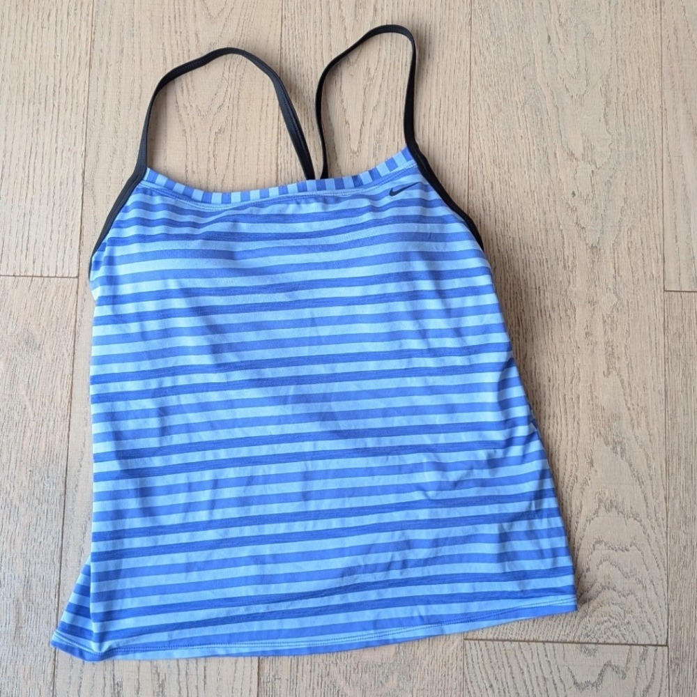 Blue Striped Women's Swim Top
